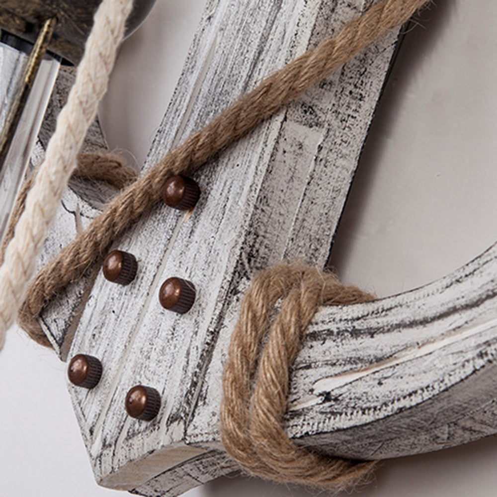 Junips | Vintage Anchor LED Wall Light - Industrial Metal & Wood for Dining Room/Living Room