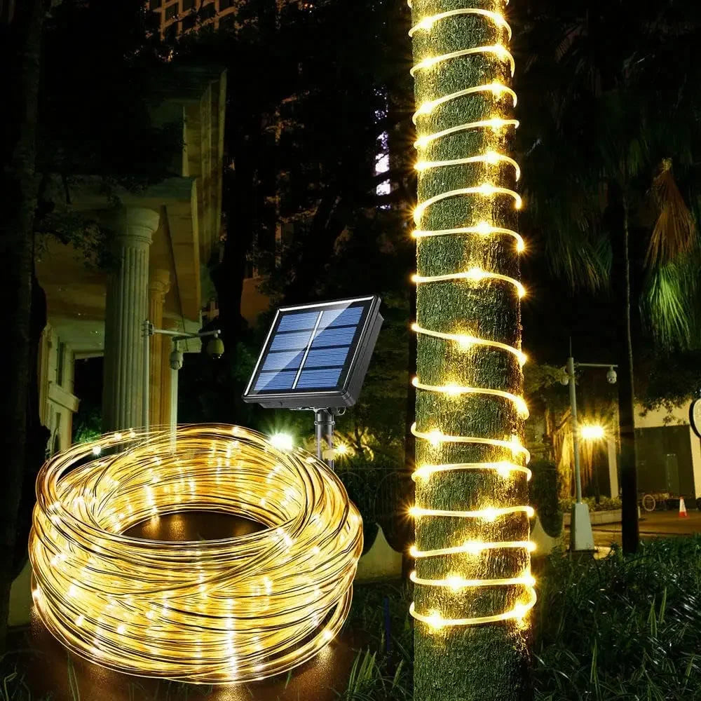 Junips | LED Solar String Lights - Outdoor Waterproof Lights for Christmas, Garden, Lawn, Trees, Fence, and Pathway Decor