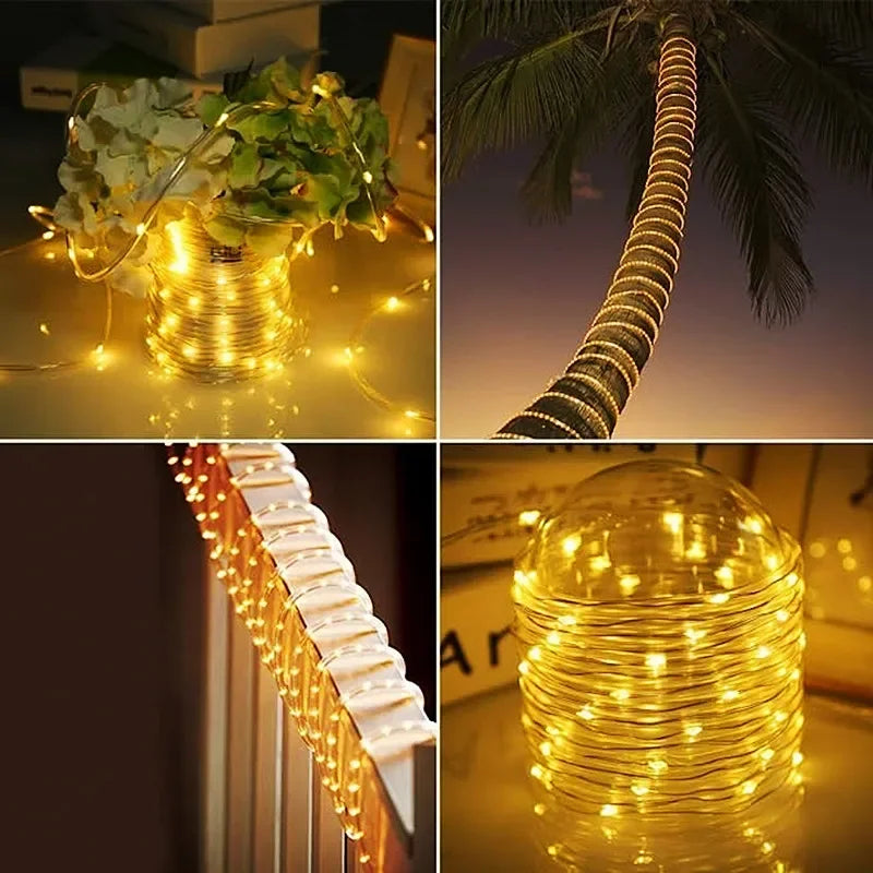 Junips | LED Solar String Lights - Outdoor Waterproof Lights for Christmas, Garden, Lawn, Trees, Fence, and Pathway Decor