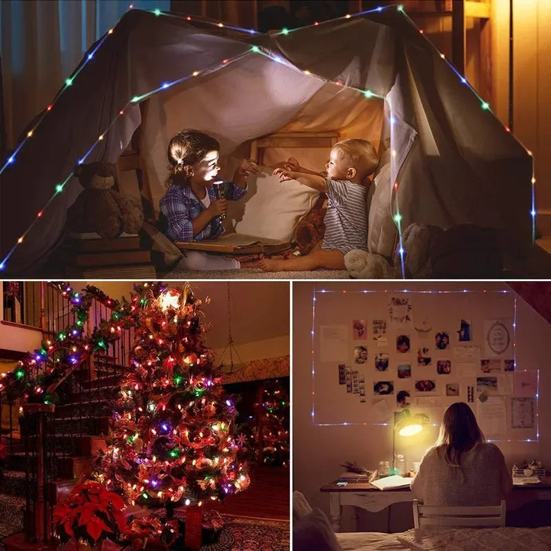 Junips | LED Solar String Lights - Outdoor Waterproof Lights for Christmas, Garden, Lawn, Trees, Fence, and Pathway Decor