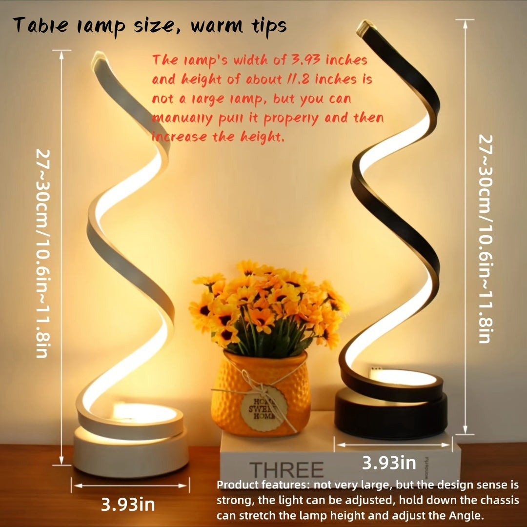 Junips | Modern Spiral Table Lamp – Creative LED Desk Lamp with Gentle Warm Light, Perfect for Bedroom, Living Room, and Study Decor