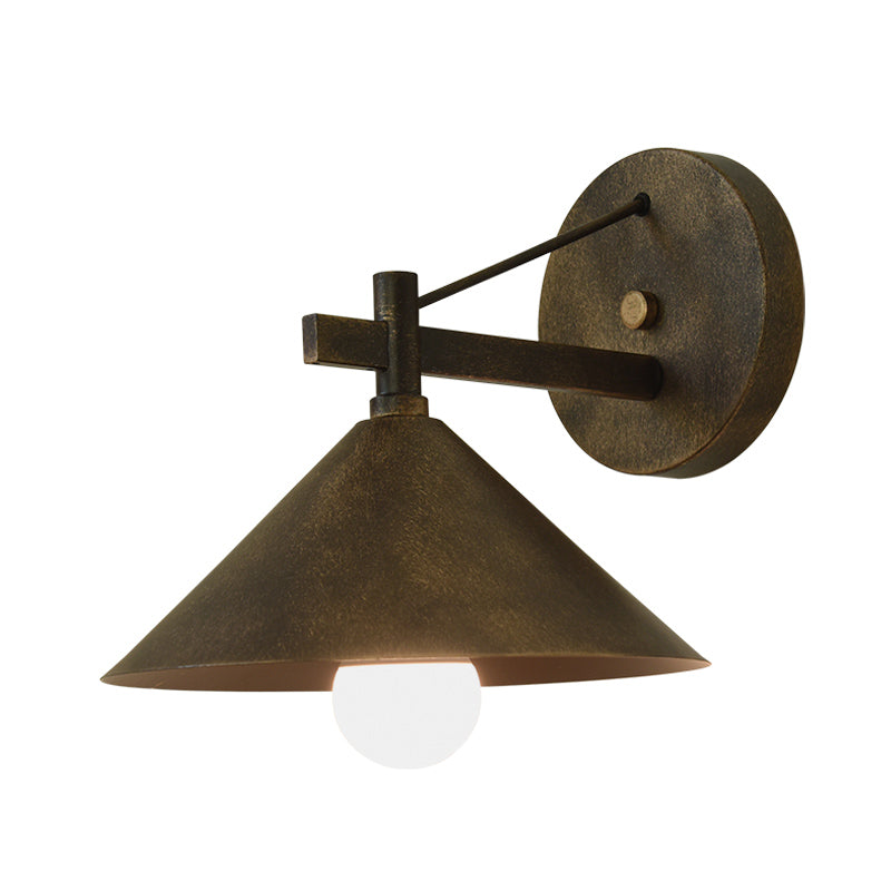 Junips | Metal Cone Wall Light Vintage 1 Light Outdoor Wall Light in Black/Antique Brass/Old Silver