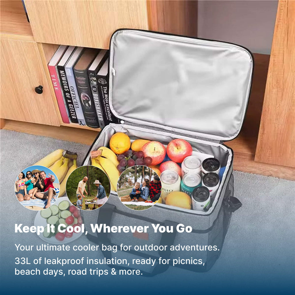 Junips | 33L Waterproof Cooler Bag | Insulated, Spacious & Ideal for Picnics, Beach Days, Hiking, and Outdoor Activities