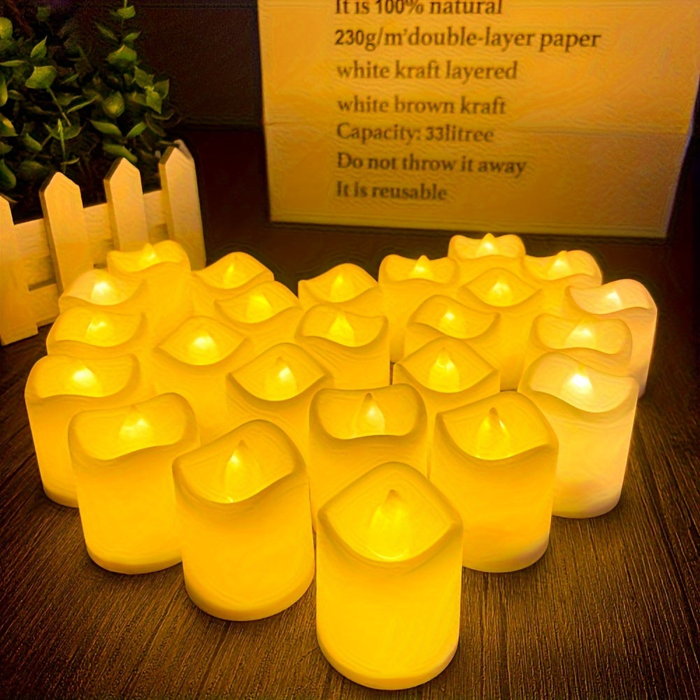 Junips | 24/50/100 Pack flameless LED candles – battery-operated flickering tealights, smokeless and romantic for weddings and engagements
