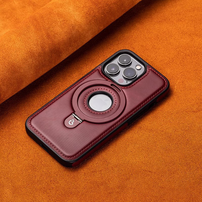 For 17ProMax Magnetic Bracket Phone Case High-end Business Leather Case