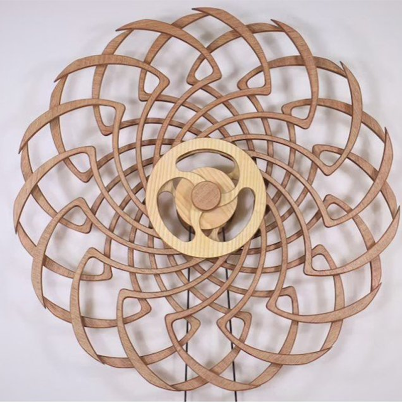 Junips | Handmade Kinetic Wall Sculpture | Mechanical Spring-Driven Wooden Automata | 14-24 Hour Runtime | Precision-Balanced Hardwood Gears | 35cm Geometric Wall Art | Style 1 (Boomerang) & Style 2 (Vice Versa)