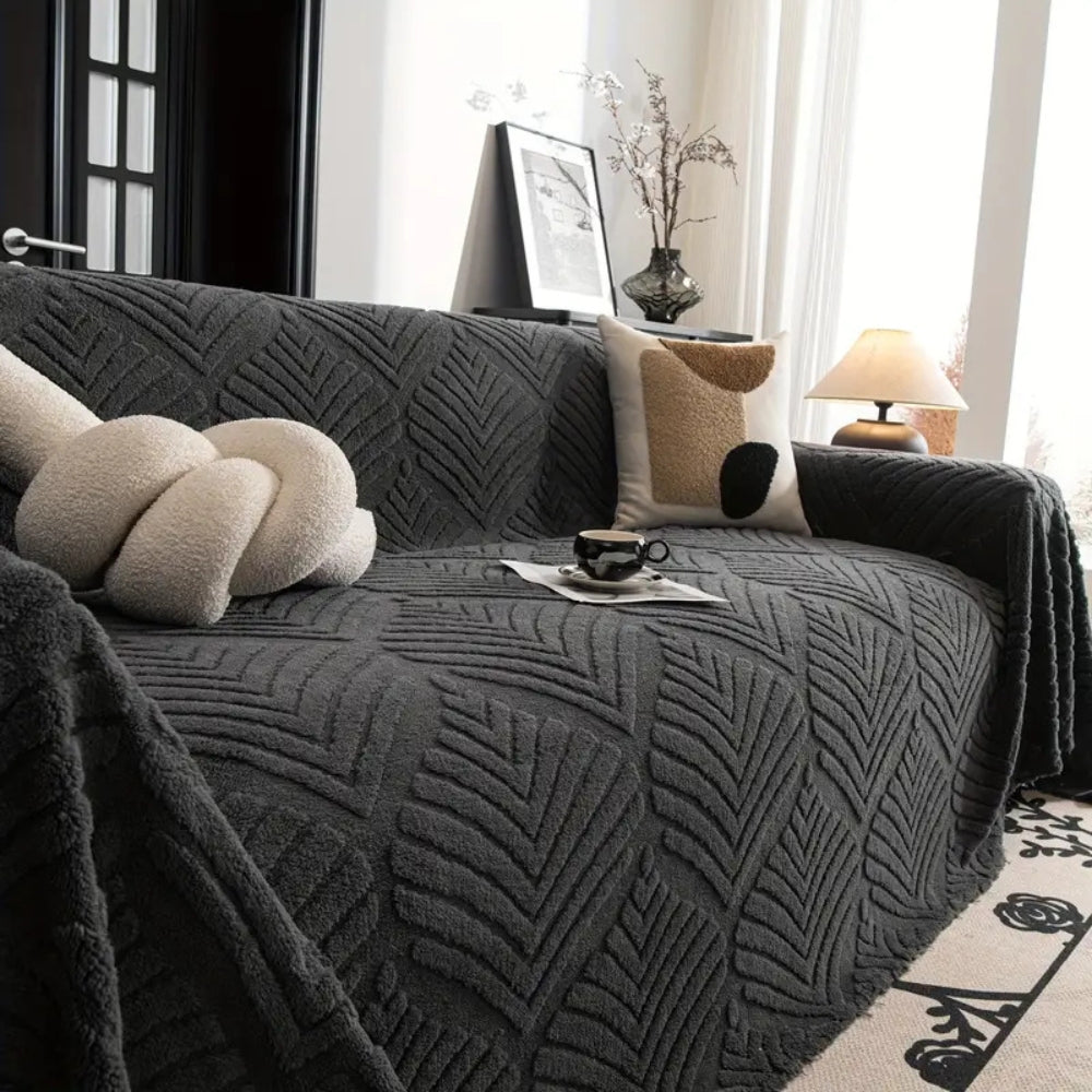 Junips | Herringbone Leaf Design Fleece Sofa Cover