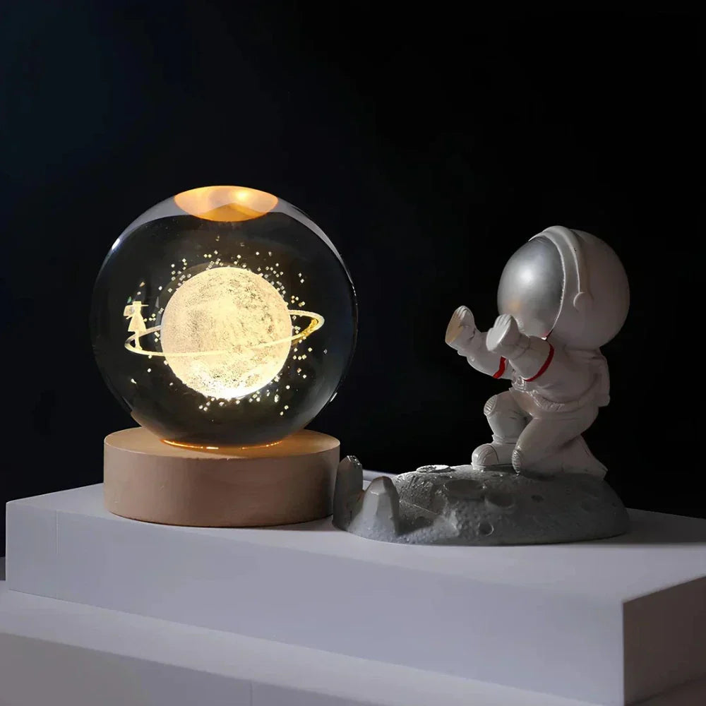 Junips | Night Light Wooden Base Crystal Ball Lamp