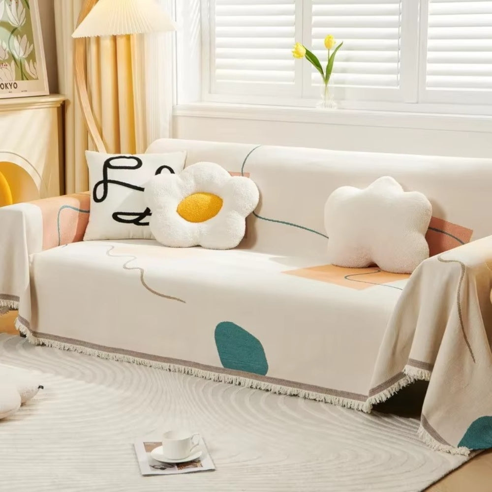 Junips | Meringue Chenille Geometry Sofa Cover