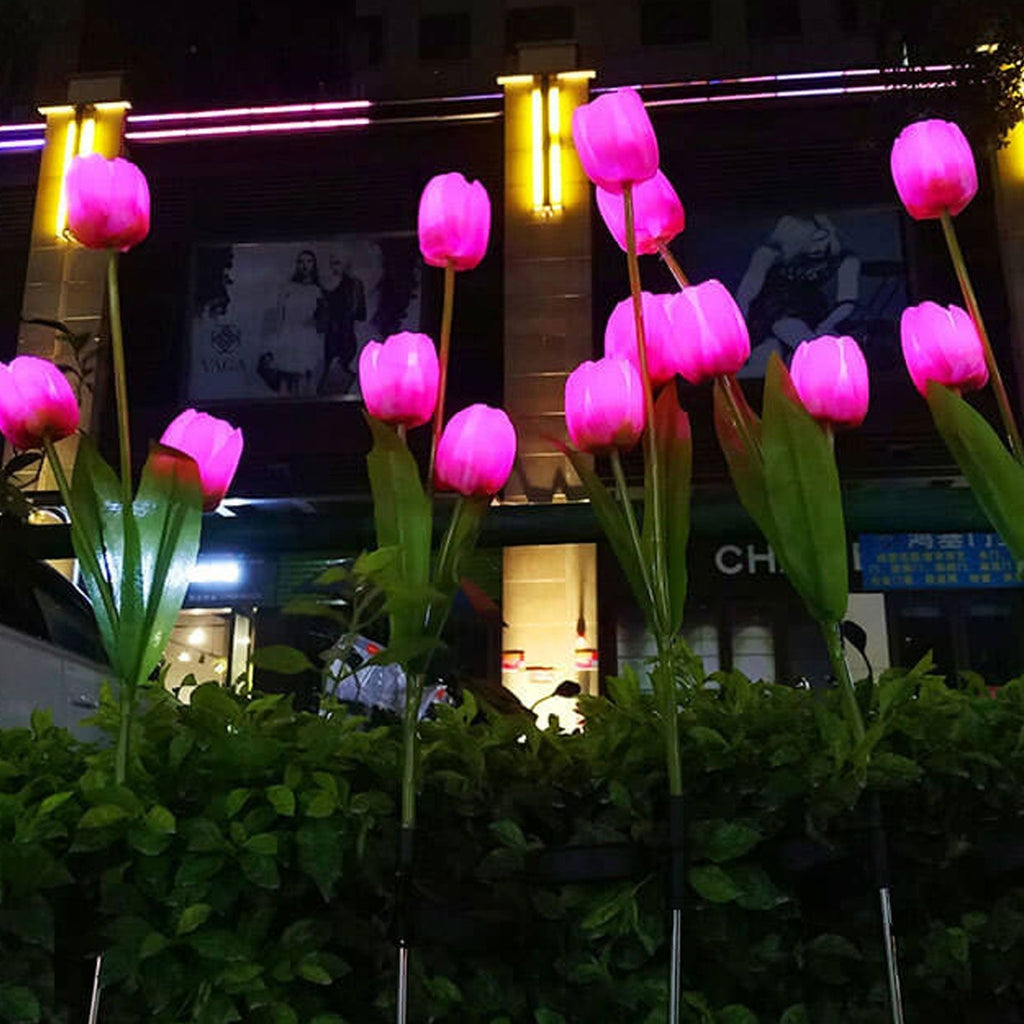 Junips | Solar Tulip Lawn Light Outdoor Garden LED Tulip Flower Light Ground Stake Landscape Light