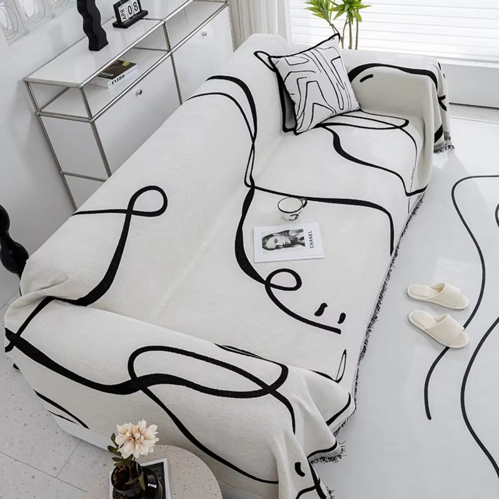 Junips | Abstract Line Reversible Chenille Sofa Cover