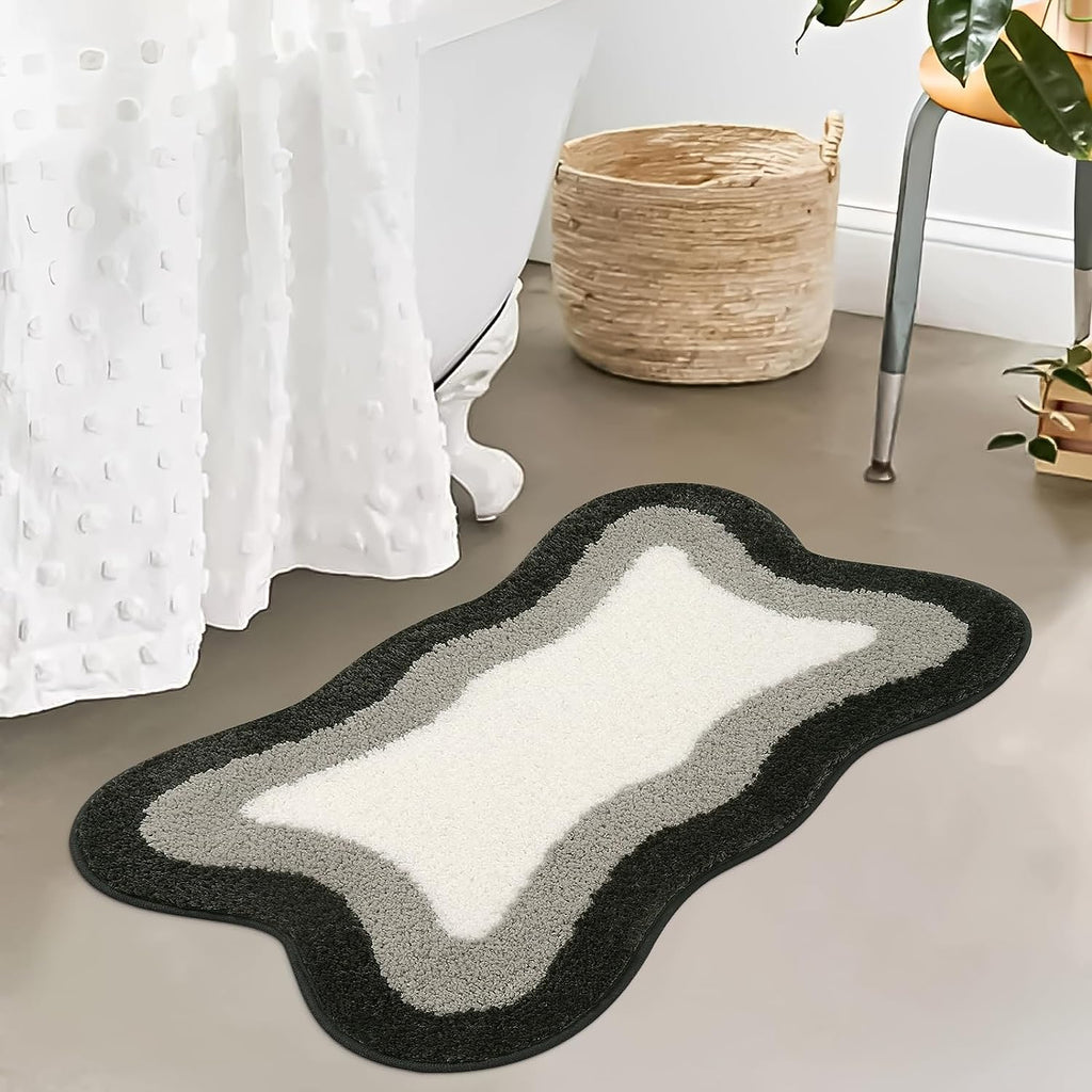 Junips | Black Gradient Bath Mats, Carpet for Bathrooms, Cute Non-Slip Irregular Carpet for Shower Room