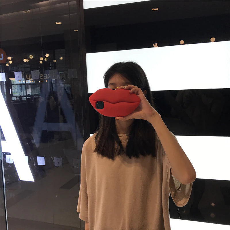 Junips | 3D Big Red Lip Mouth Kiss Soft Silicone Shoulder Iphone Cases