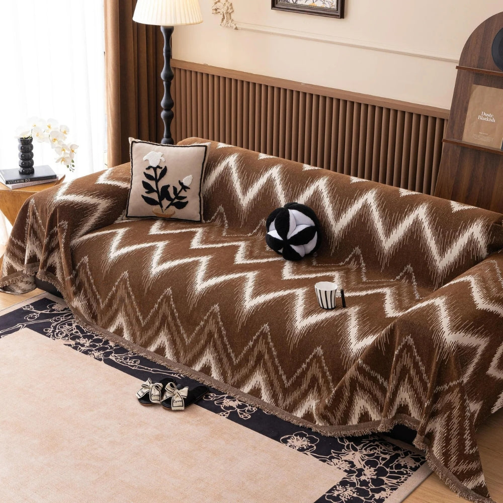 Junips | Ochre Streak Textured Sofa Cover