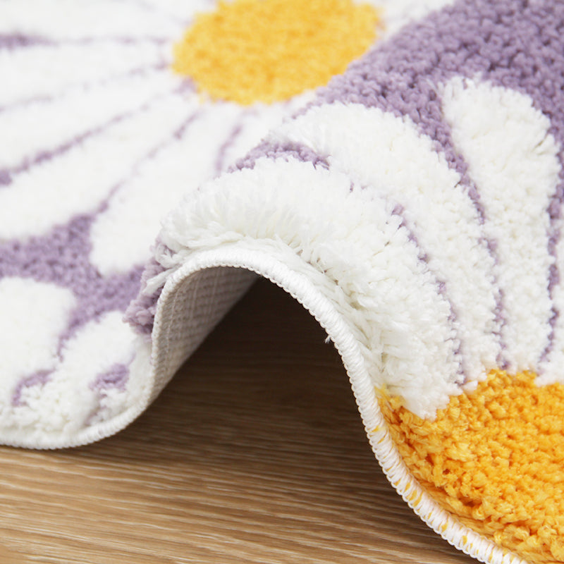 Junips | Feblilac Sweet Daisy Bath Mat, Purple Flower Carpet Bathroom