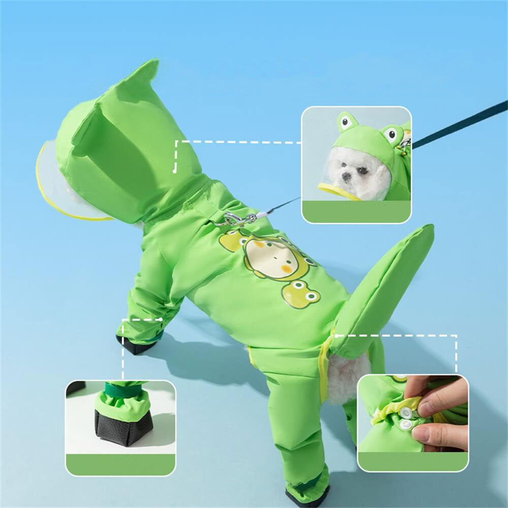 Junips | Dog Animal Shaped Overall Raincoat Waterproof Cover Including Tail