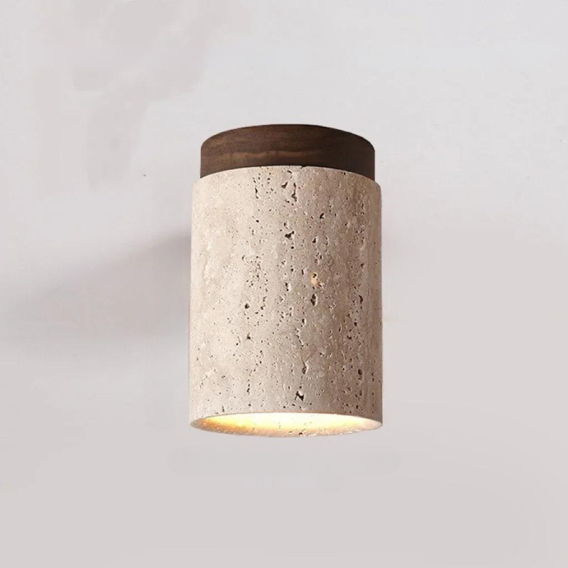 Junips | LysSten – Built-in travertine chandelier for hallways and staircases