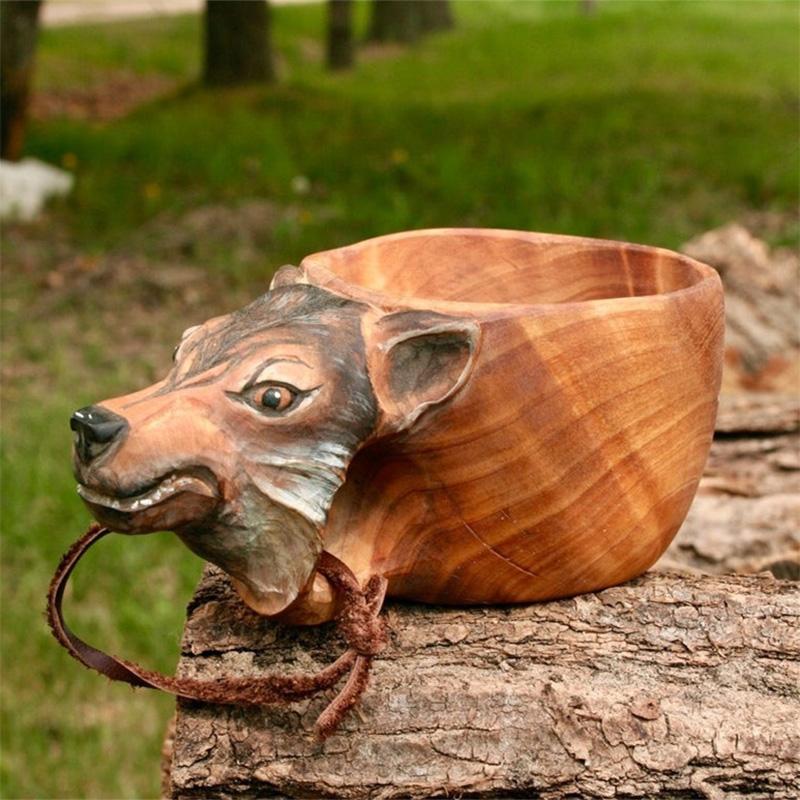 Junips | Hand-carved Animal Head Wooden Cup