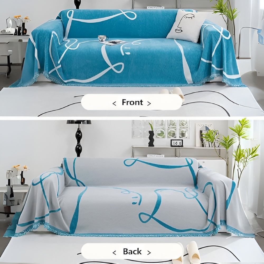 Junips | Abstract Line Reversible Chenille Sofa Cover