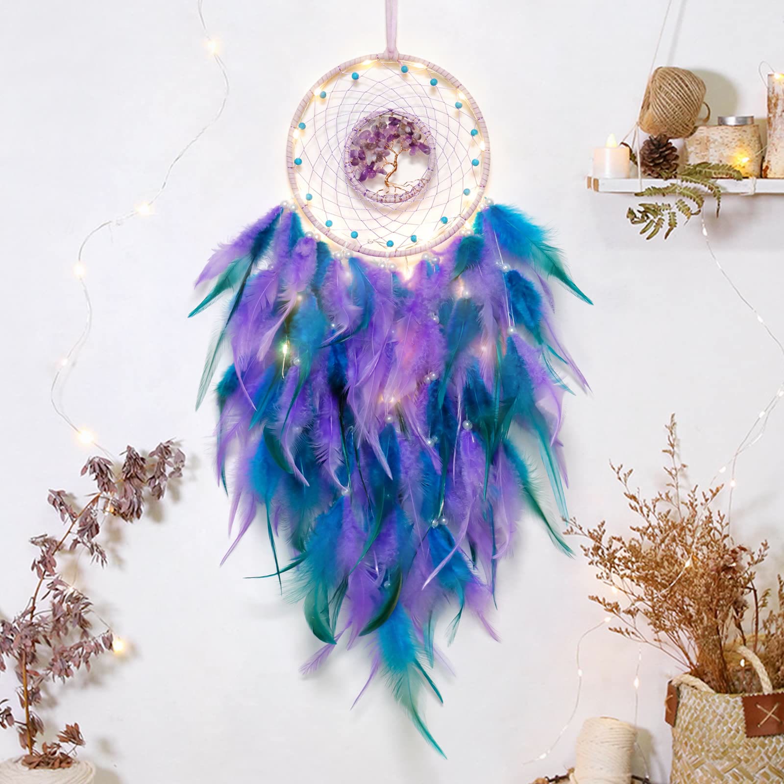 Junips | Frendorf Crystal Tree of Life Feather Glow Dreamcatcher
