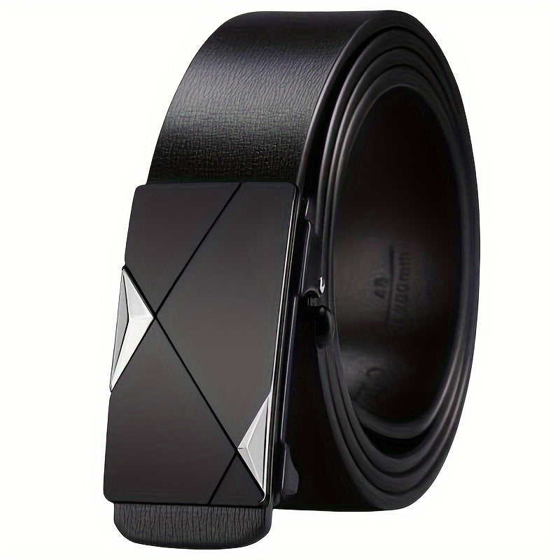 Junips | Men’s Genuine Leather Belt with Automatic Buckle – Classic Adjustable Cowhide Waist Belt