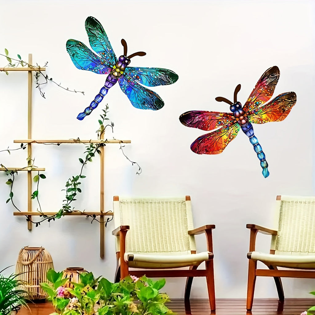 Junips | 1/2 piece vibrant dragonfly wall art made of metal – artistic outdoor decoration for gardens, homes, and events – durable, versatile, and eye-catching – a perfect gift idea for any occasion