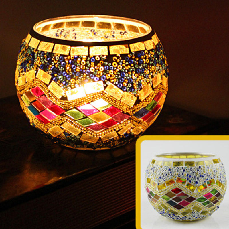 Junips | European Retro Glass Mosaic Tealight Holder