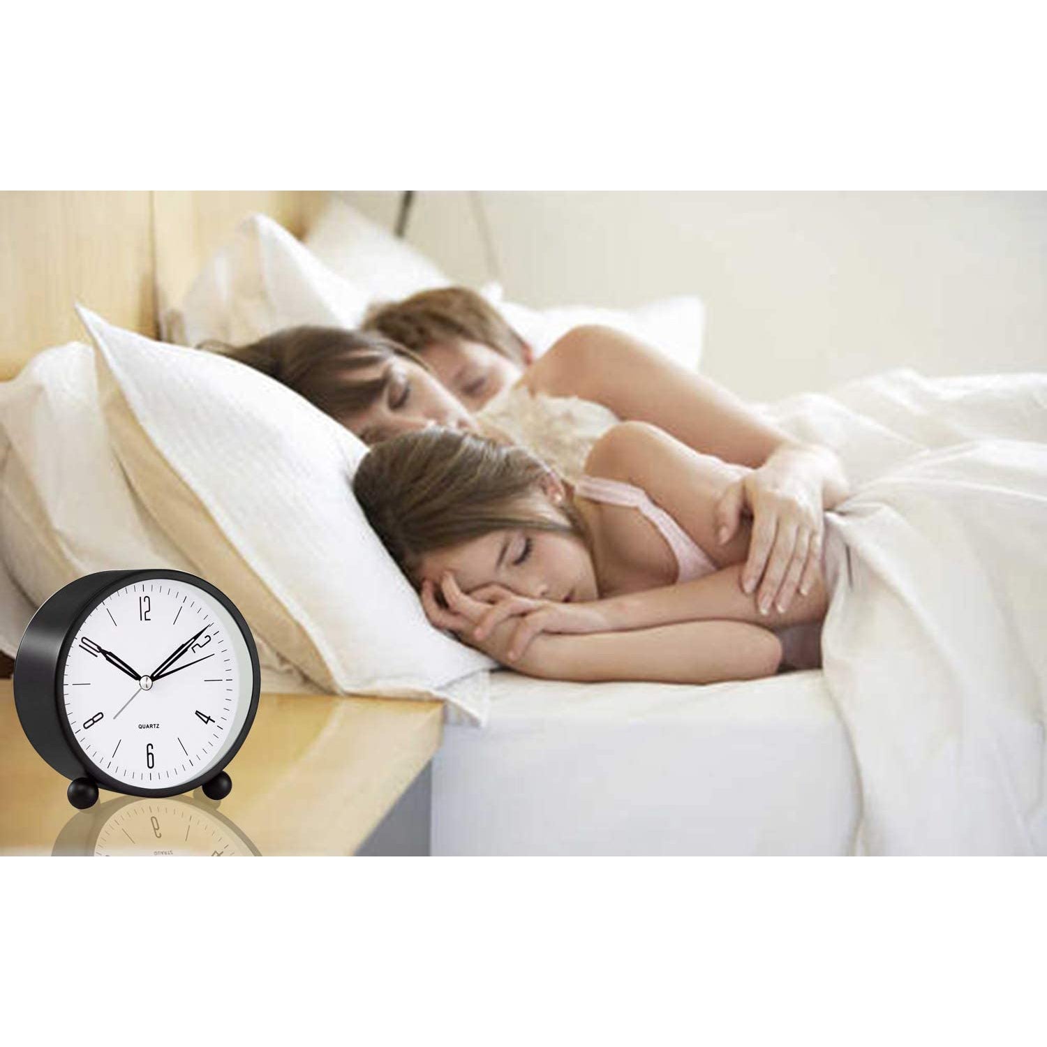 Junips | 4" Super Silent Non Ticking Analog Clock with Night Light