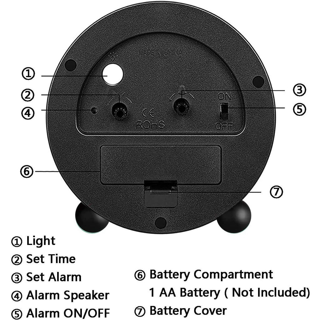 Junips | 4" Super Silent Non Ticking Analog Clock with Night Light
