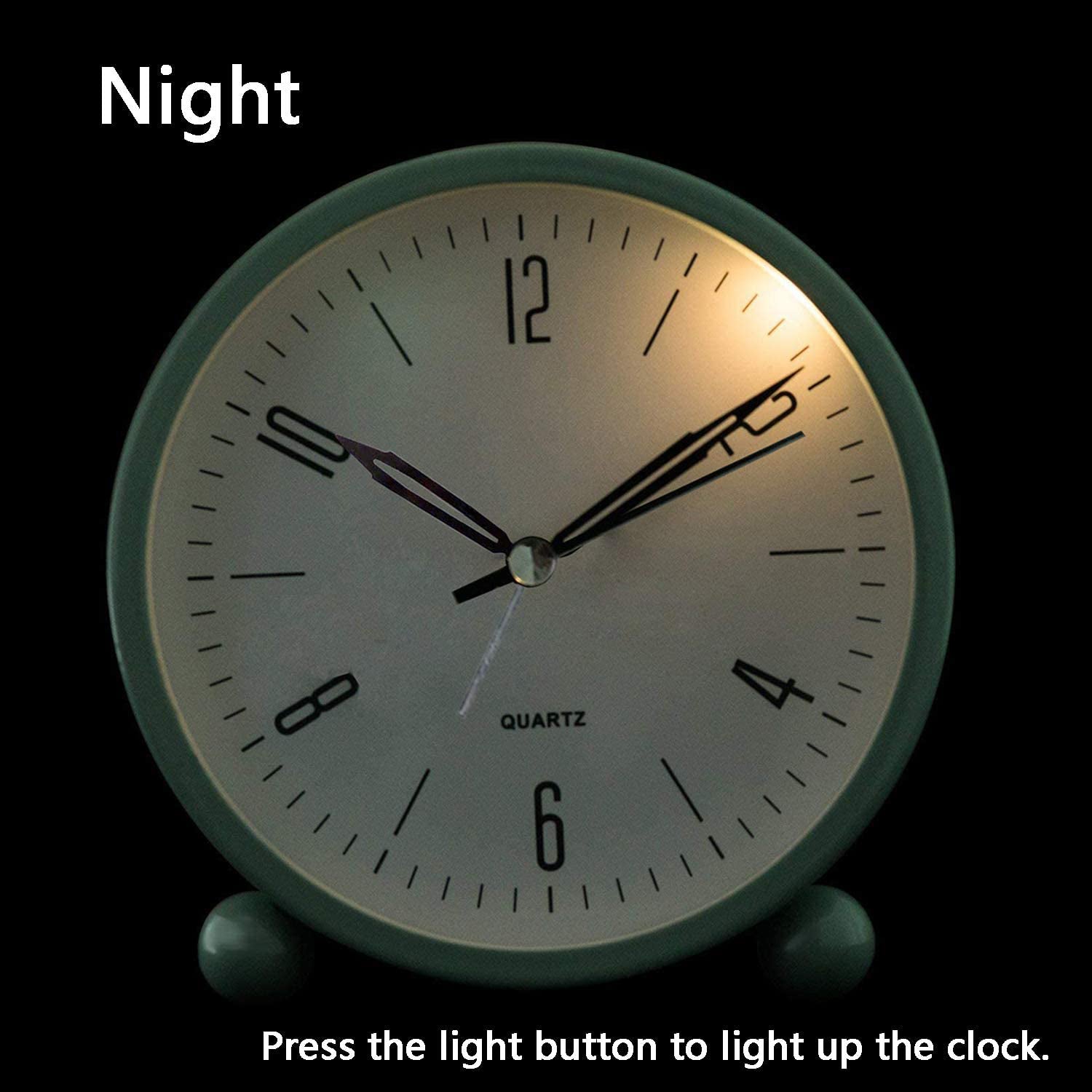 Junips | 4" Super Silent Non Ticking Analog Clock with Night Light