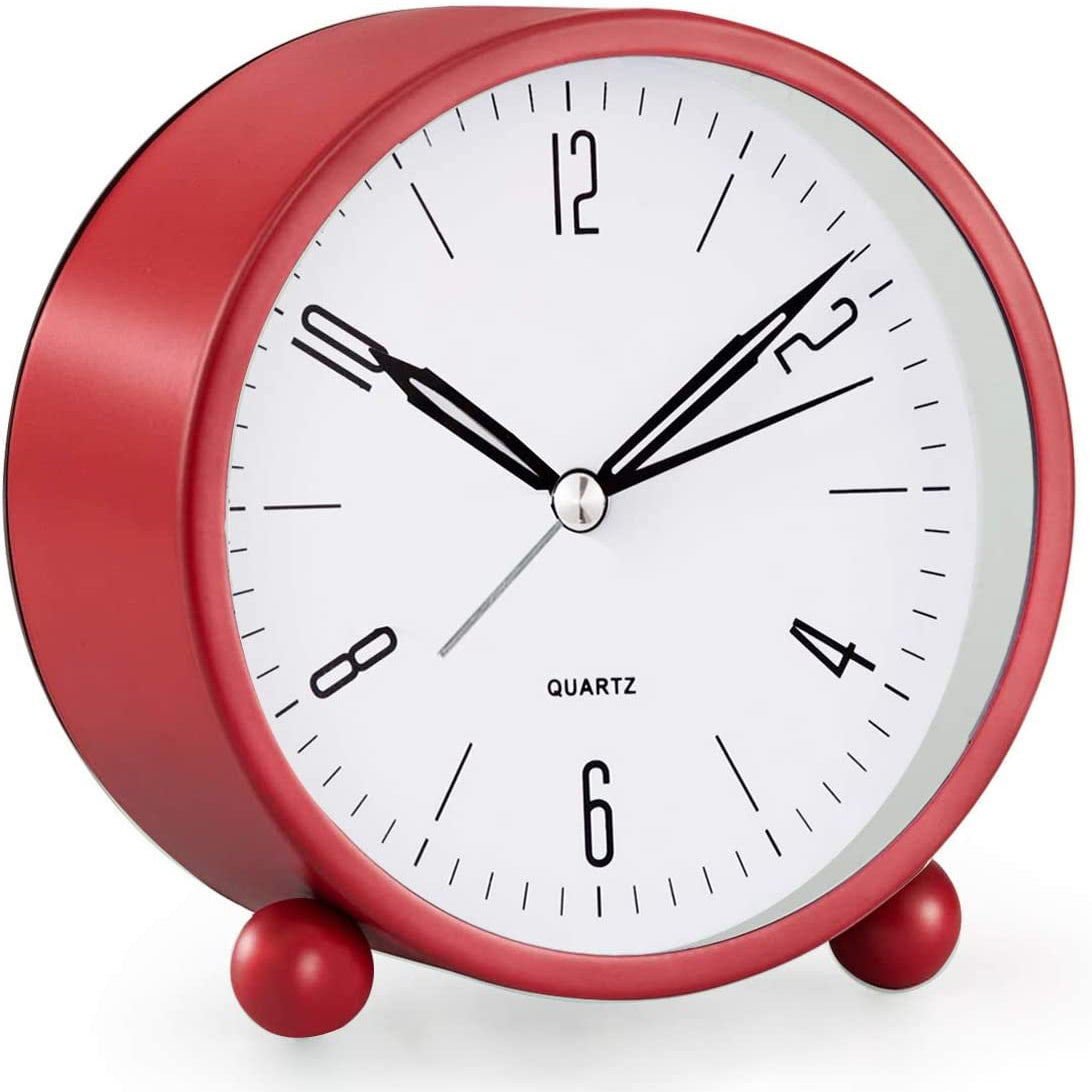 Junips | 4" Super Silent Non Ticking Analog Clock with Night Light