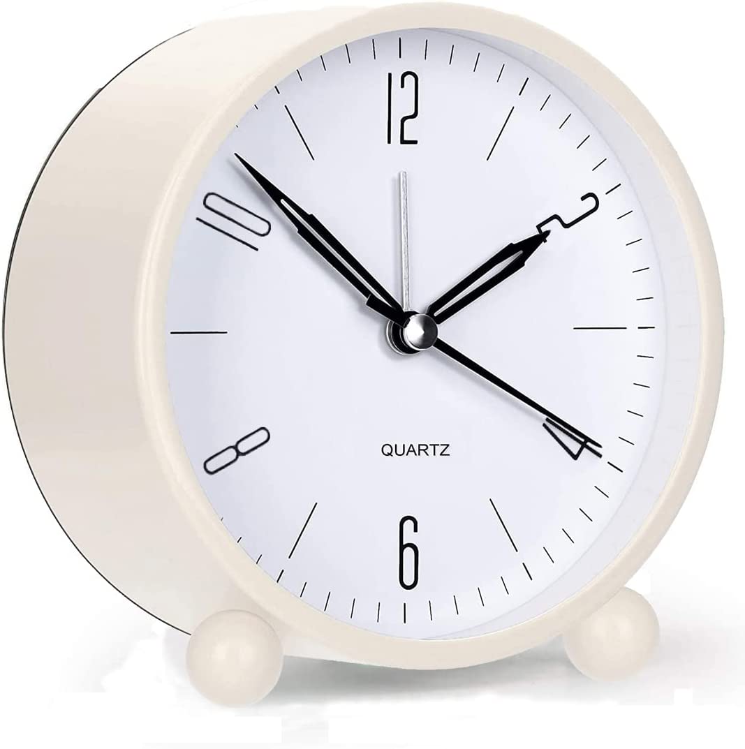 Junips | 4" Super Silent Non Ticking Analog Clock with Night Light