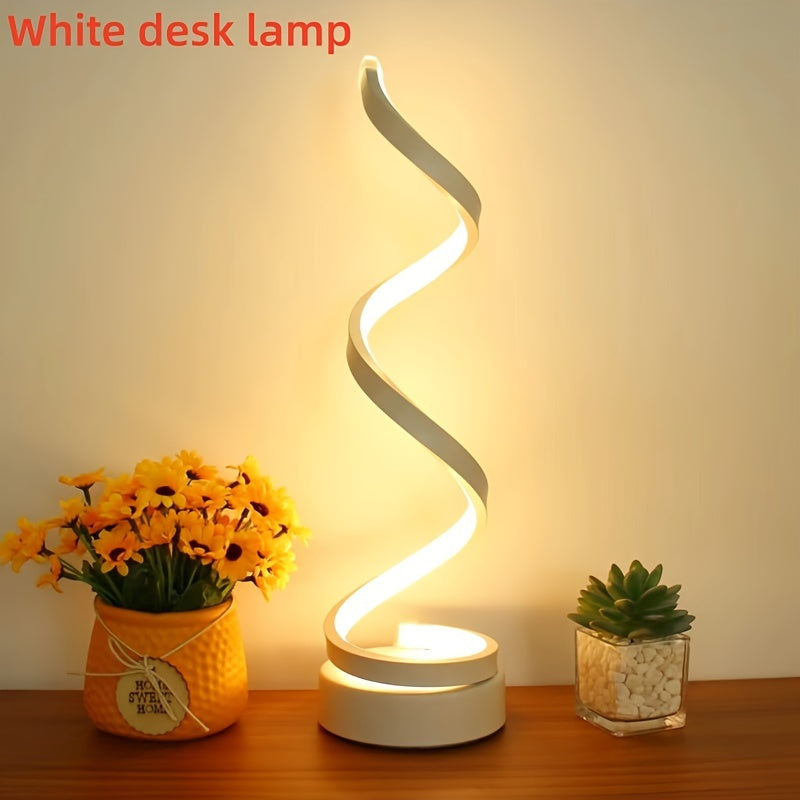 Junips | Modern Spiral Table Lamp – Creative LED Desk Lamp with Gentle Warm Light, Perfect for Bedroom, Living Room, and Study Decor