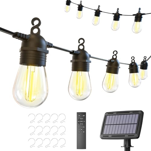 Junips | 52FT Solar String Lights for Outdoor with Remote Control, Warm White