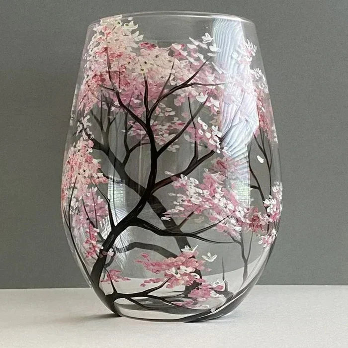 Junips | Hand Painted Four Seasons Tree Wine Glasses | Unique Art