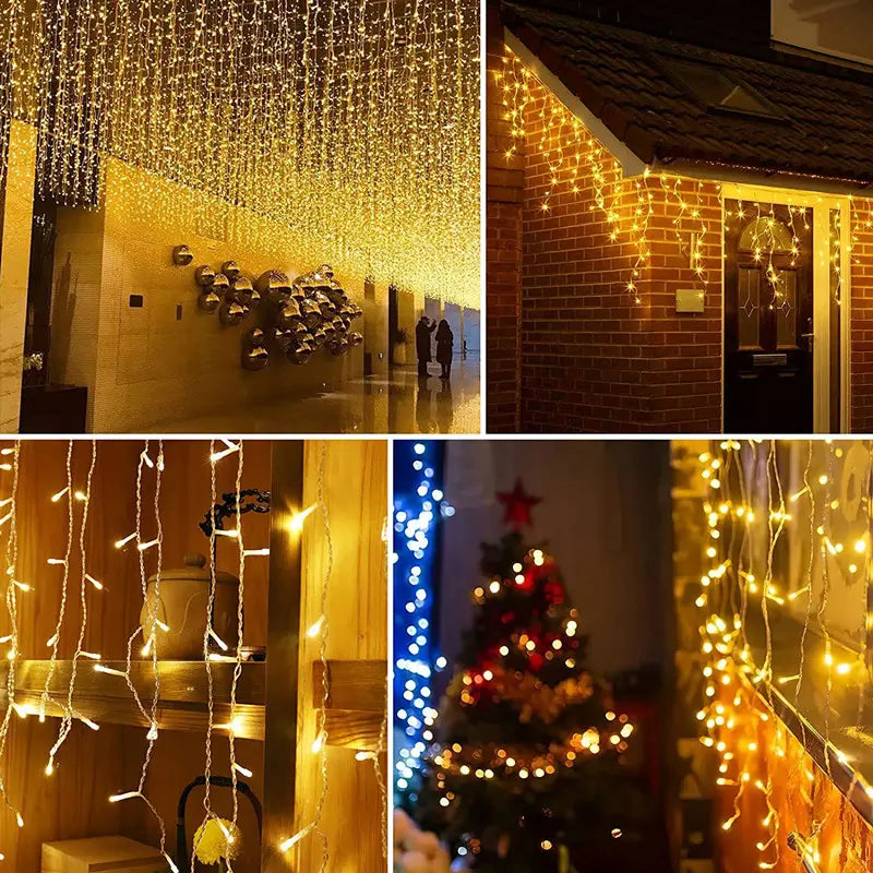 Junips | Quntis 10m 300 LED Solar String Lights – IP44 Waterproof Outdoor Garden & Patio Christmas Waterfall Icicle Lights for Holiday & Party Decoration