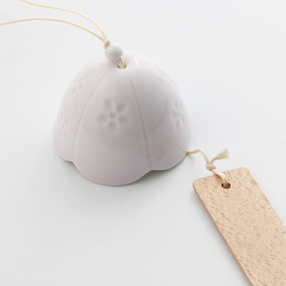 Junips | Japanese Ceramic Bells, Sakura Bell Rings, Hanging Garden Bells, Living Space Garden Decoration, White