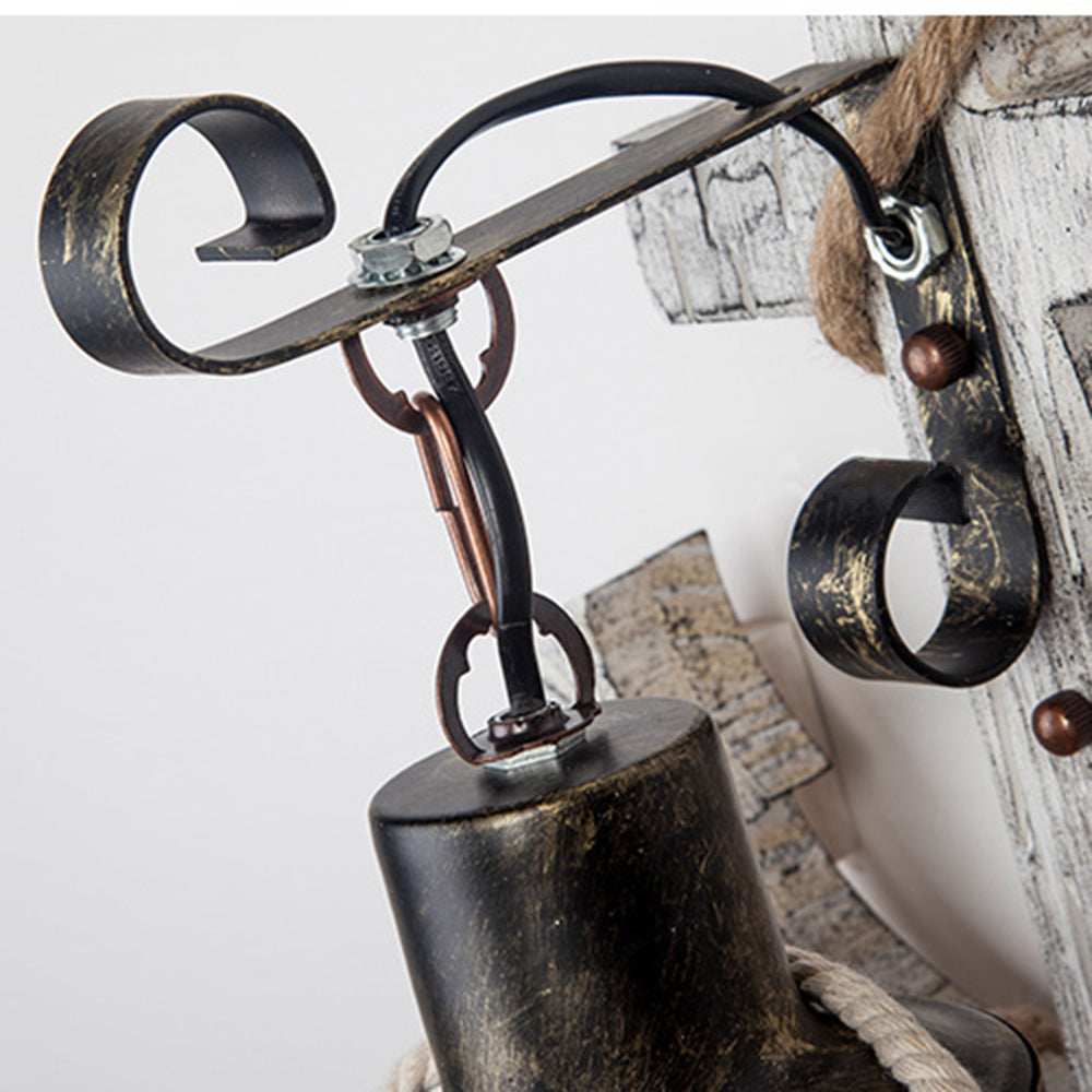Junips | Vintage Anchor LED Wall Light - Industrial Metal & Wood for Dining Room/Living Room
