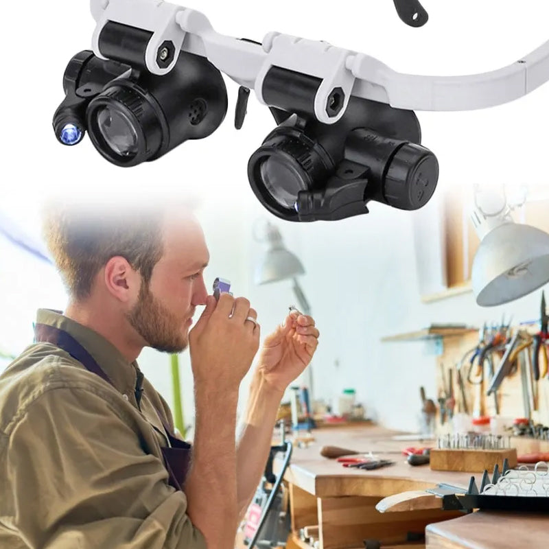 Junips | Magnifying Glasses with Dual LED Illumination | 8x, 15x, & 23x Combined Magnification | High-Definition Acrylic Optics | 180° Rotatable Lens System | Adjustable 5mm Lateral Alignment & Retractable Arms