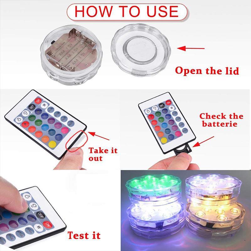 Junips | Waterproof Submersible LED Lamp | IP68 Ingress Protection | Magnetic & Suction Cup Mounting | RF Remote Control (15m Range) | 13 High-Lumen RGB Beads | 360° Illumination for Pools & Aquariums