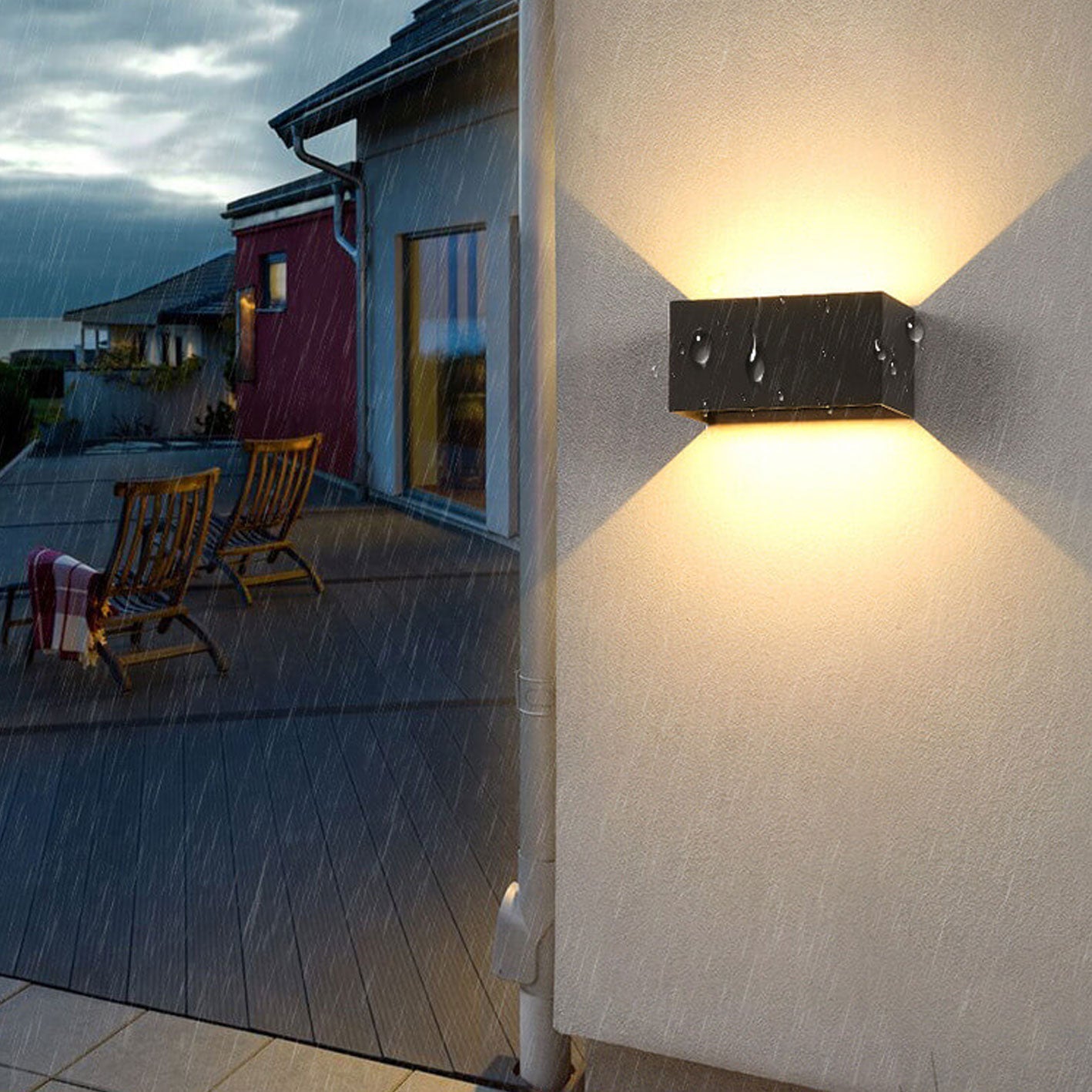Junips | Modern waterproof rectangular LED wall light for outdoor use with up and down lighting