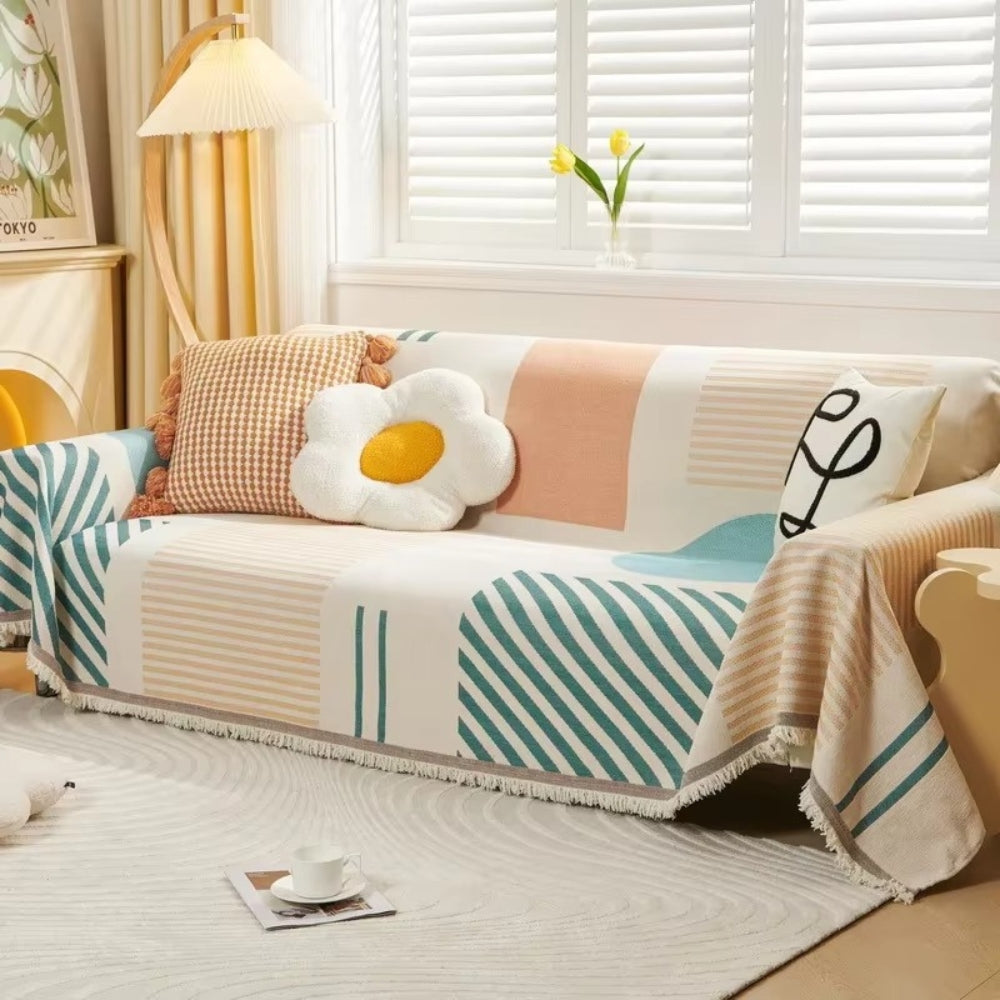Junips | Meringue Chenille Geometry Sofa Cover