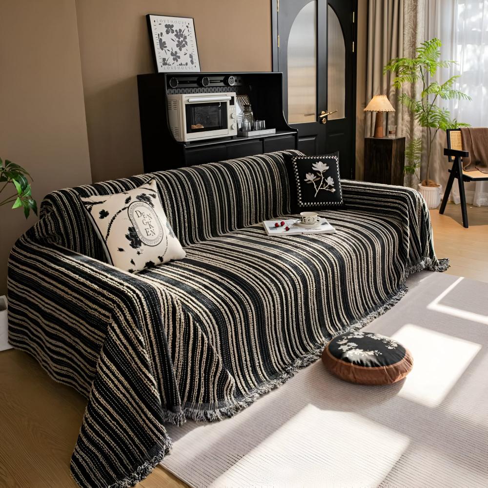 Junips | Regal Stripes Chenille Sofa Cover