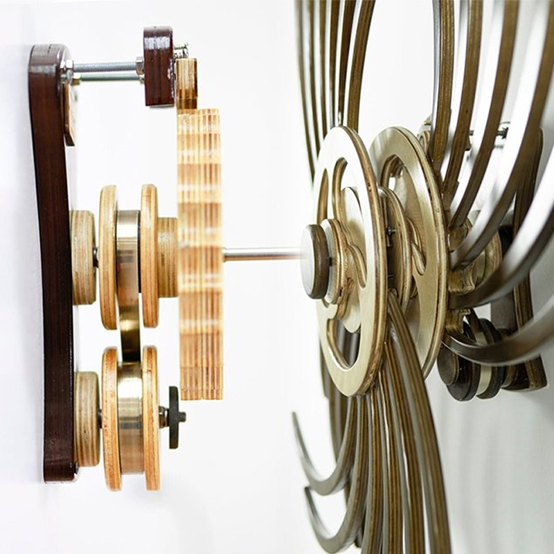 Junips | Handmade Kinetic Wall Sculpture | Mechanical Spring-Driven Wooden Automata | 14-24 Hour Runtime | Precision-Balanced Hardwood Gears | 35cm Geometric Wall Art | Style 1 (Boomerang) & Style 2 (Vice Versa)