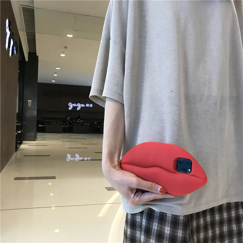 Junips | 3D Big Red Lip Mouth Kiss Soft Silicone Shoulder Iphone Cases