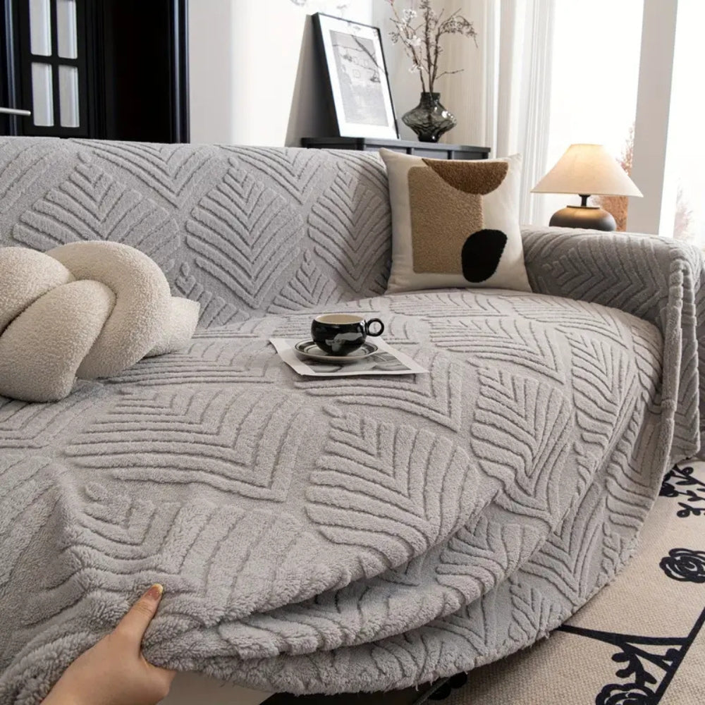 Junips | Herringbone Leaf Design Fleece Sofa Cover