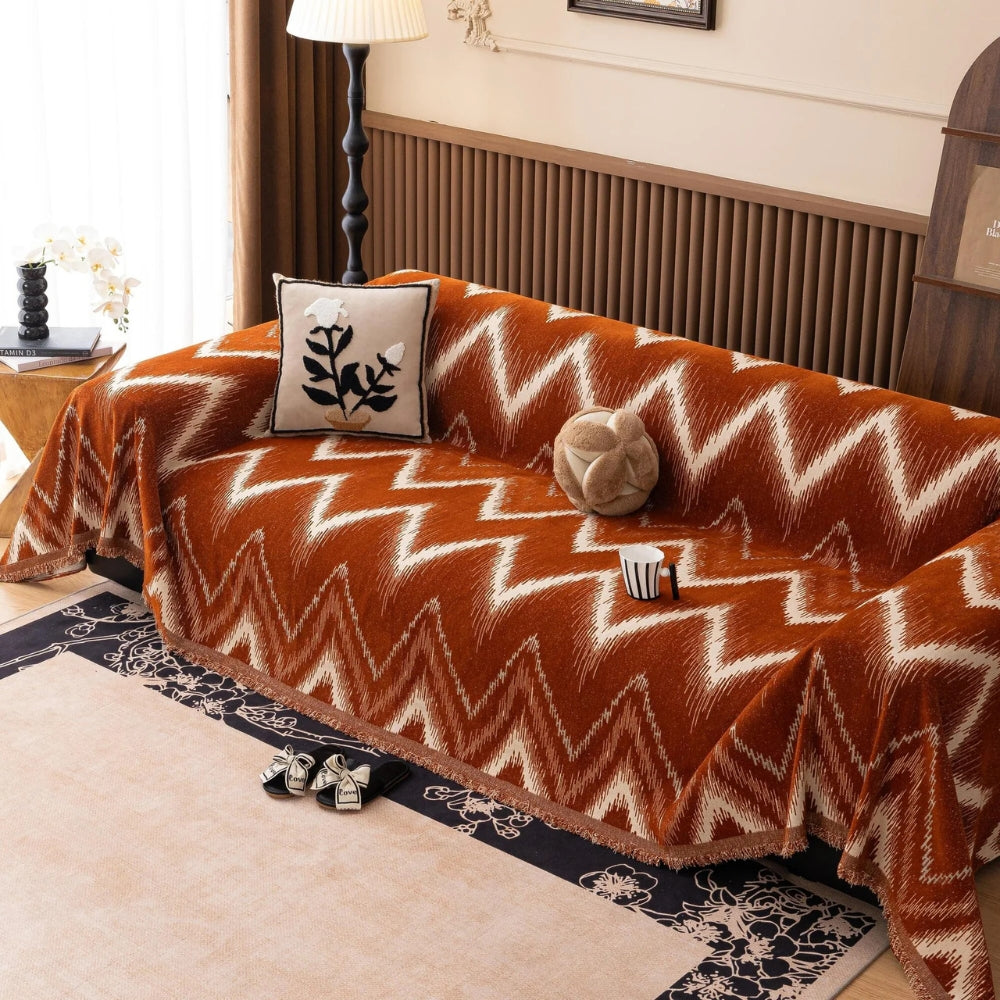 Junips | Ochre Streak Textured Sofa Cover