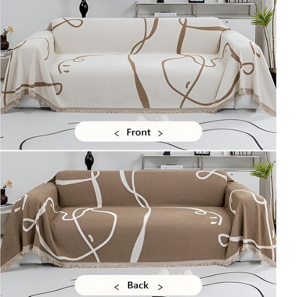 Junips | Abstract Line Reversible Chenille Sofa Cover