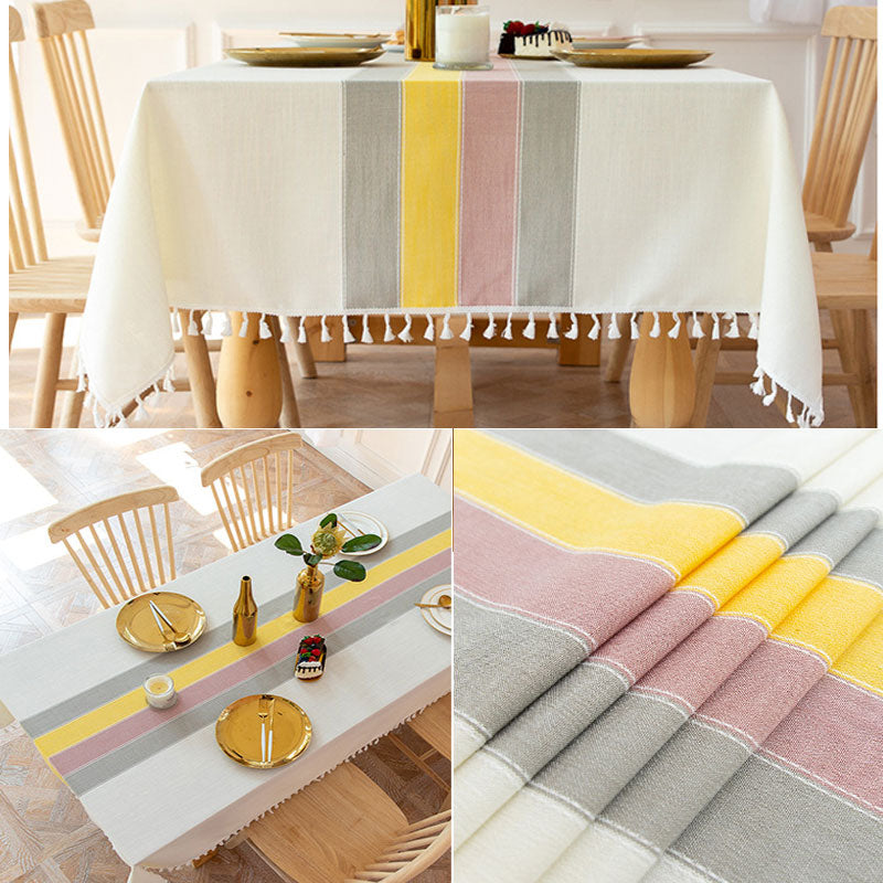 Junips | Waterproof Oil-resistant Rectangular Tablecloth Cotton Linen Wrinkle-resistant Tablecloth for Kitchen Dining Room Buffet Party