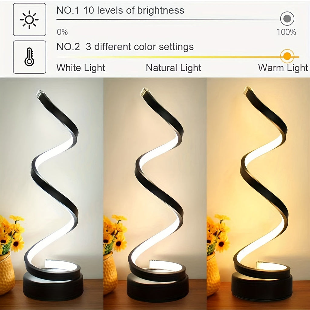 Junips | Modern Spiral Table Lamp – Creative LED Desk Lamp with Gentle Warm Light, Perfect for Bedroom, Living Room, and Study Decor